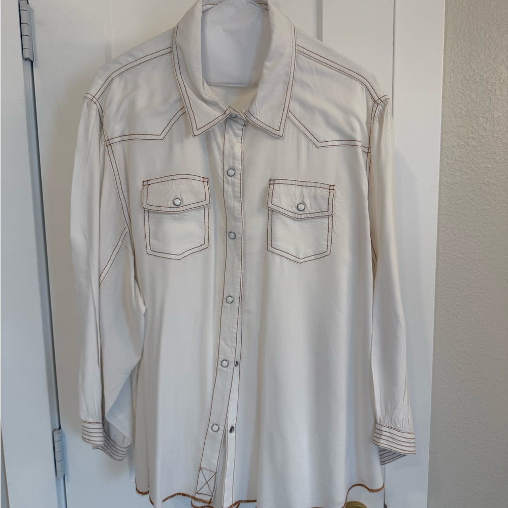 Ivy Jane White Casual Button Down Shirt- XL